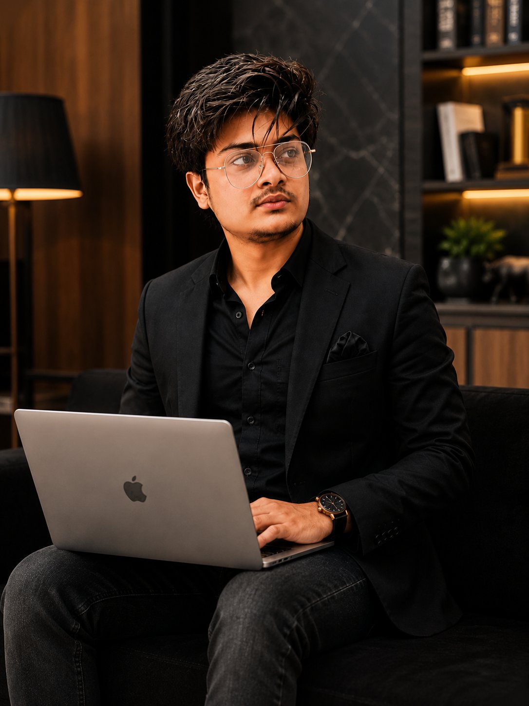 Utkarsh Keshari, backend engineer, working on a laptop